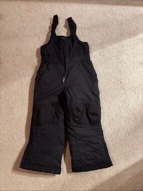 Black Insulated Snow Bib Pants for Kids 4